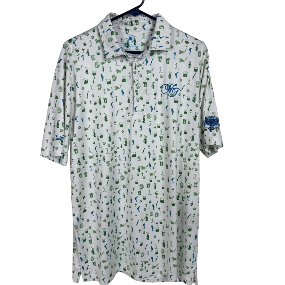 Coby Steven’s Golf Polo Shirt Size L Northgate Country Club Great Print